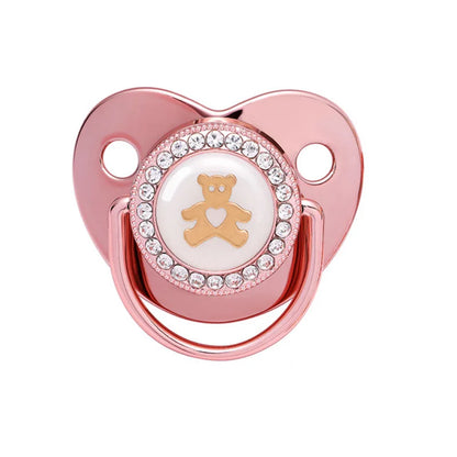 Luxury Newborn Baby Pacifier Baby Rhinestone Crown Pacifier Infant Teether Silicone Pacifier Holder Dummy Baby Shower Gift