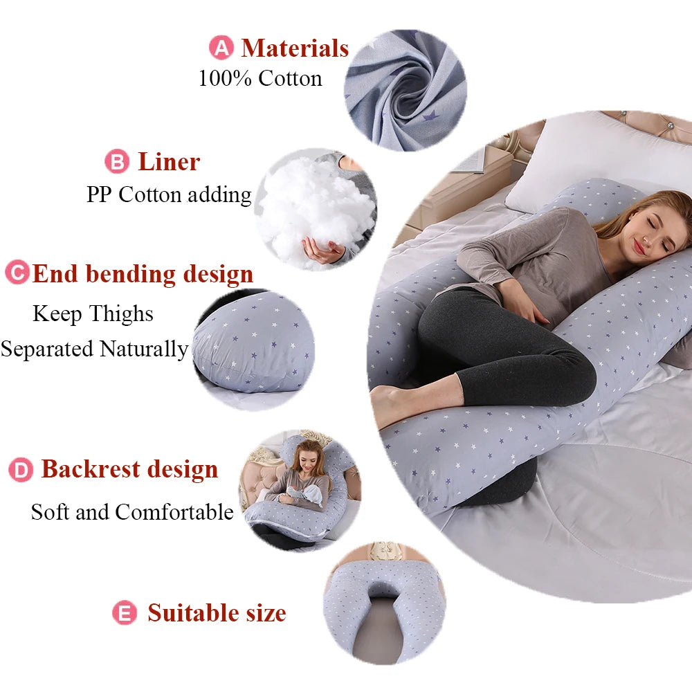 PANGDUBE Pregnancy Pillow 130x70cm - Sleeping Waist & Nursing Pillow for Pregnant Women