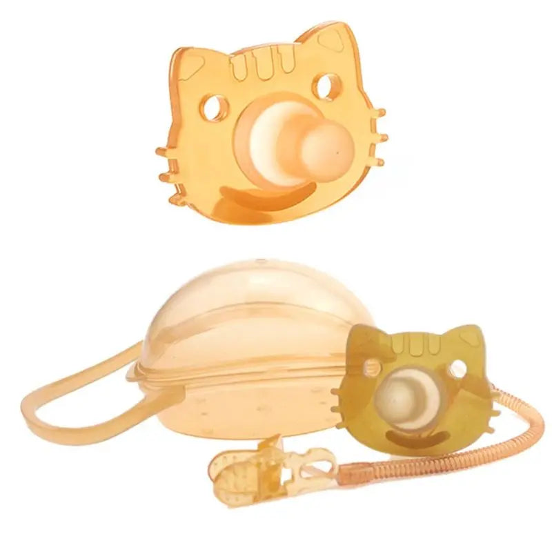 2021 Baby Kids Silicone Cat Dummy Pacifier - Soother Nipple Toy with Strap Chain Clip & Storage Box Holder