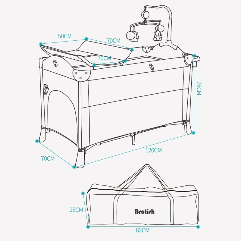 IMBABY Portable Baby Crib with Diaper Table - Multifunctional Playpen Crib