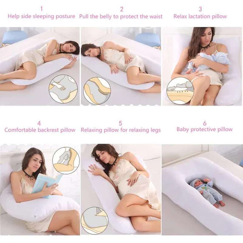 PANGDUBE Pregnancy Pillow 130x70cm - Sleeping Waist & Nursing Pillow for Pregnant Women