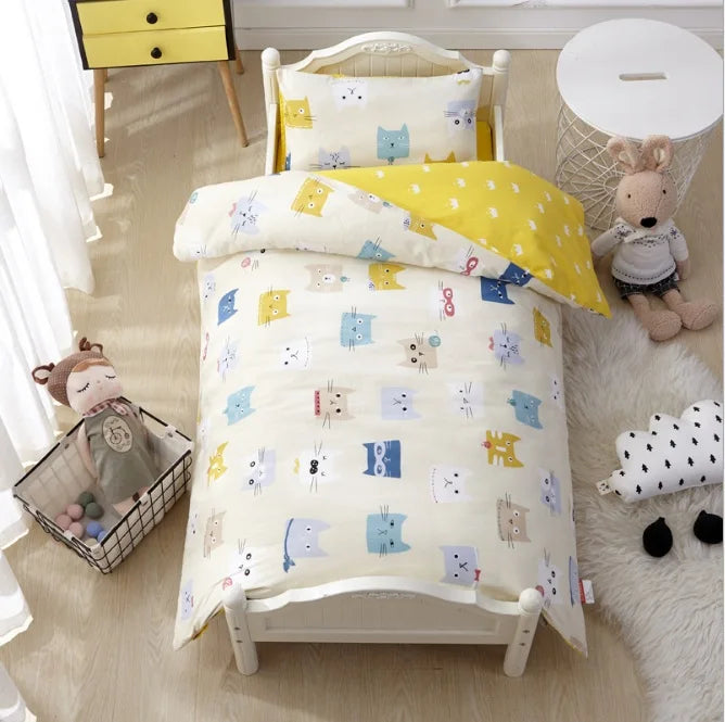 3-Piece 100% Cotton Cartoon Baby Bedding Set