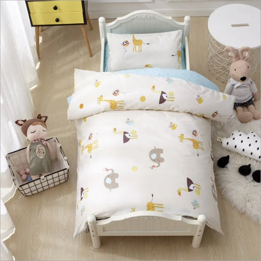 3-Piece 100% Cotton Cartoon Baby Bedding Set