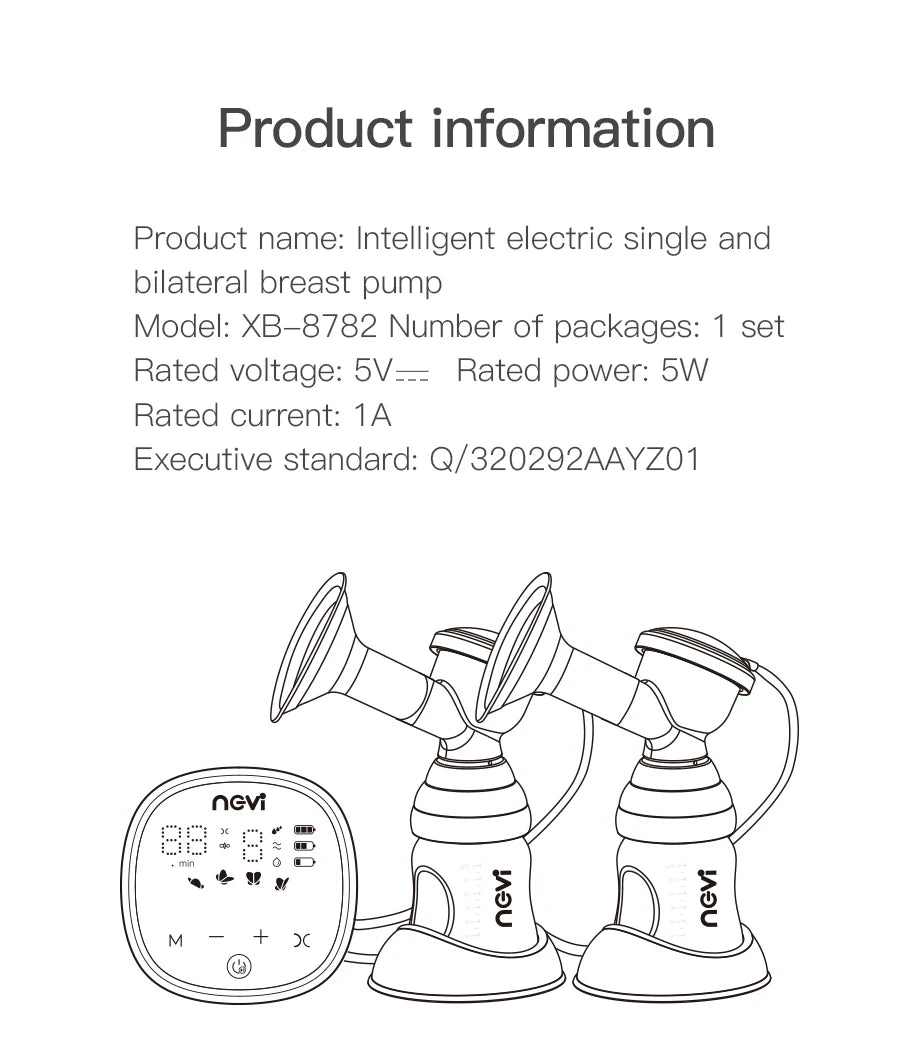 NCVI Double Electric Breast Pump - 4 Modes & 9 Levels with 4 Flange Sizes & 10 Breastmilk Storage Bags