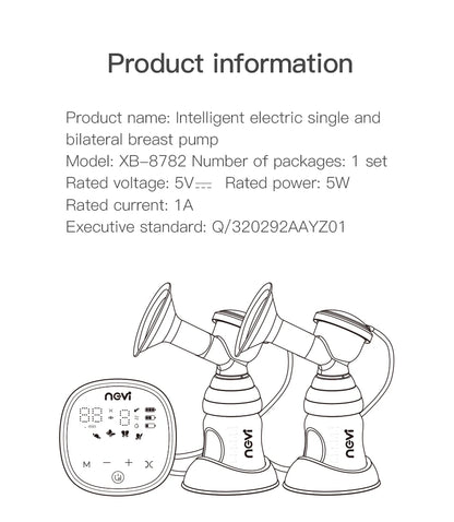 NCVI Double Electric Breast Pump - 4 Modes & 9 Levels with 4 Flange Sizes & 10 Breastmilk Storage Bags