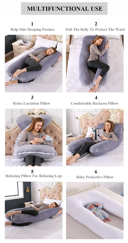 PANGDUBE Pregnancy Pillow 130x70cm - Sleeping Waist & Nursing Pillow for Pregnant Women