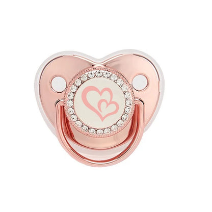 Luxury Newborn Baby Pacifier Baby Rhinestone Crown Pacifier Infant Teether Silicone Pacifier Holder Dummy Baby Shower Gift