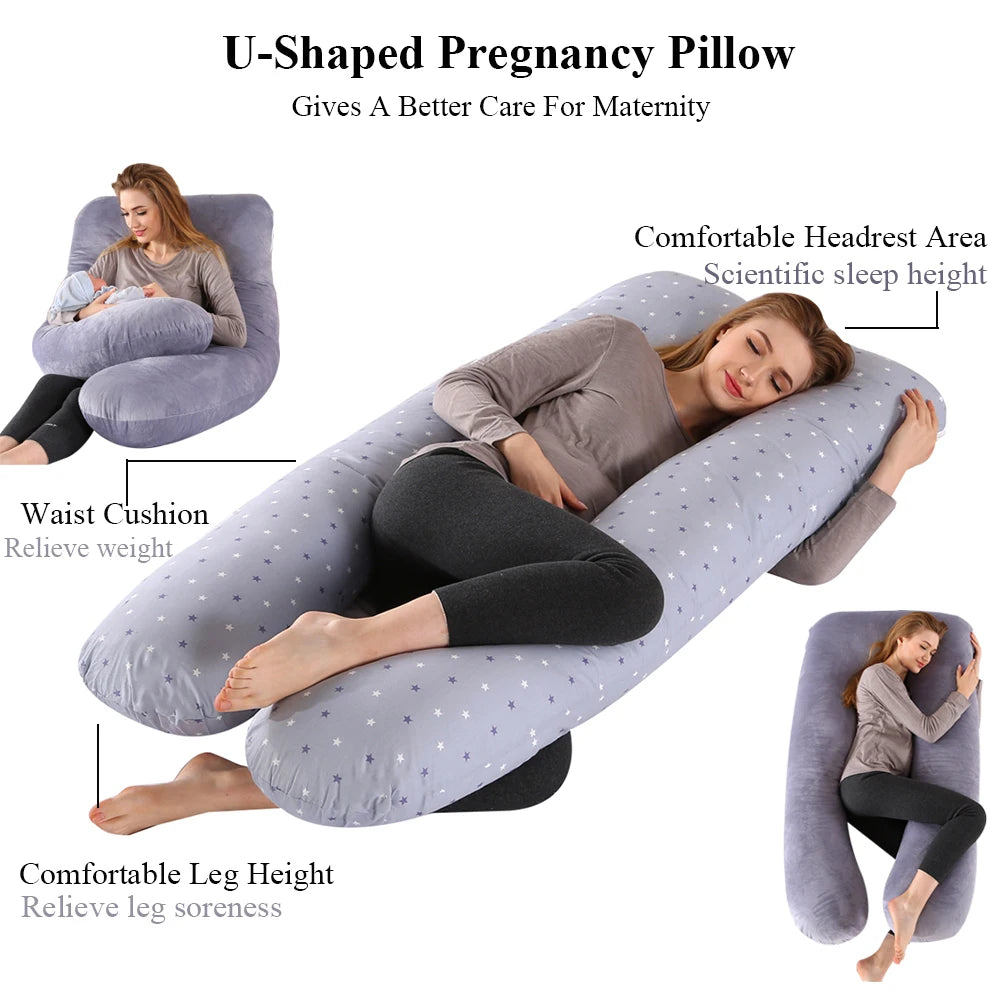 PANGDUBE Pregnancy Pillow 130x70cm - Sleeping Waist & Nursing Pillow for Pregnant Women