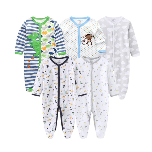 5-Pack Baby Rompers & Overalls Set - Winter Playsuit for Boys, Newborn Baby Clothing