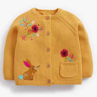 Little Maven Baby Girls' Rabbit Sweater Cardigan - Soft & Comfortable Spring/Autumn Top (2-7 Years)