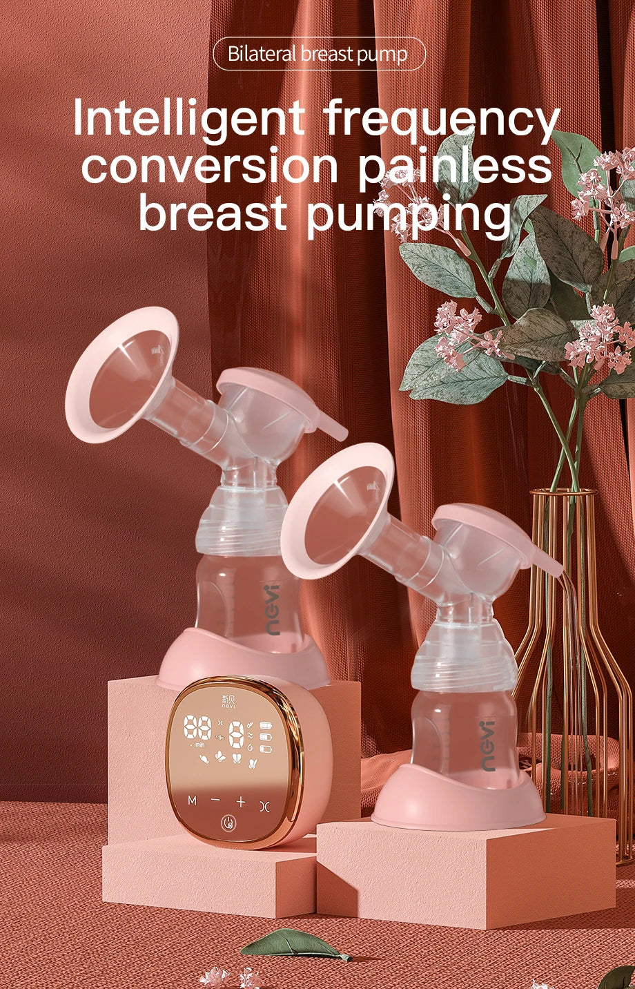 NCVI Double Electric Breast Pump - 4 Modes & 9 Levels with 4 Flange Sizes & 10 Breastmilk Storage Bags