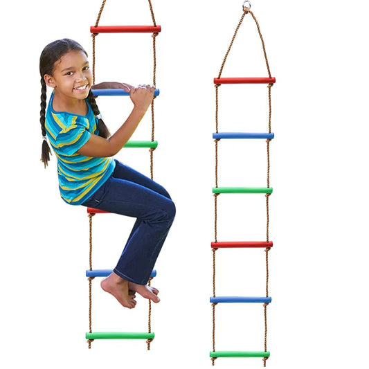 Climbing Rope Ladder for Kids - Outdoor Playground Swing, Tree House, Backyard Games, and Sensory Integration Training Equipment