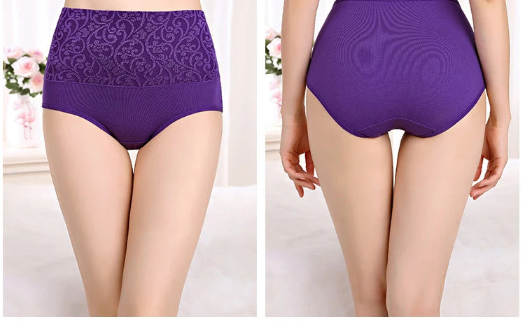 3Pcs Plus Size Cotton Panties for Women - High Waist Abdominal Briefs for Postpartum Recovery