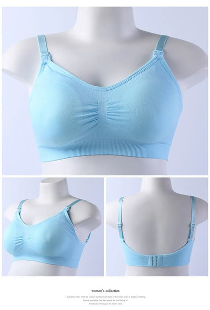 Maternity Nursing Bra - Detachable Seamless Breastfeeding Bralette for Pregnant Women, Plus Size Available