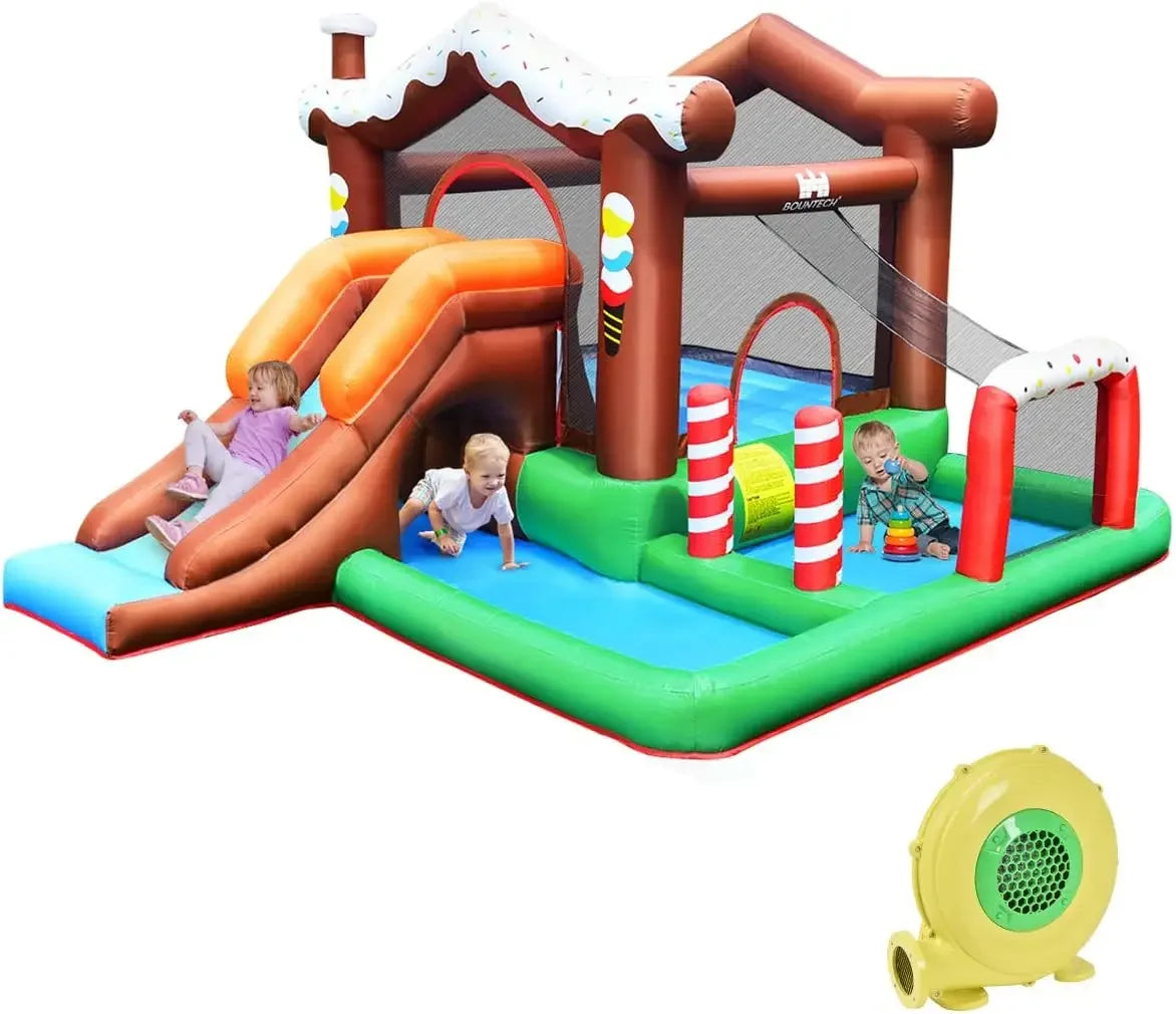 Inflatable Bounce House - Bouncy House for Toddlers and Kids Ages 5-12, Indoor/Outdoor Party Fun with 480W Blower & Large Ball Pit