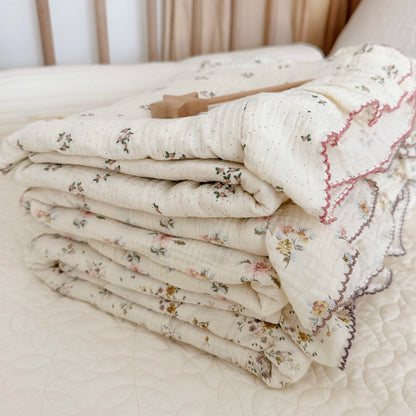 Vintage Floral Muslin Cotton Baby Crib Bedding Set