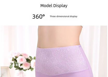 3Pcs Plus Size Cotton Panties for Women - High Waist Abdominal Briefs for Postpartum Recovery