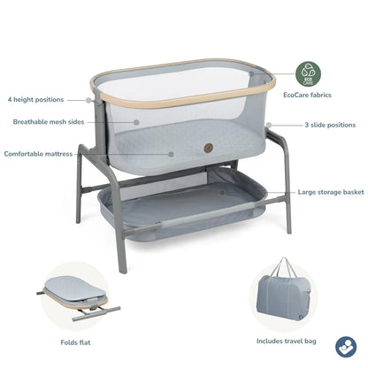 Bassinet Classic Slate - Portable Baby Bassinet, Infant Bedside Sleeper Crib