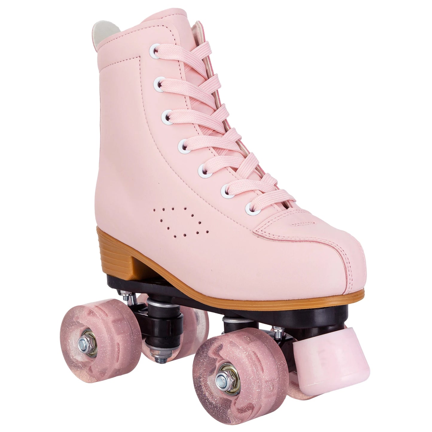 Pink & Purple Double Row Roller Skates for Women & Kids - Breathable Leather 4-Wheel Skating Sneakers