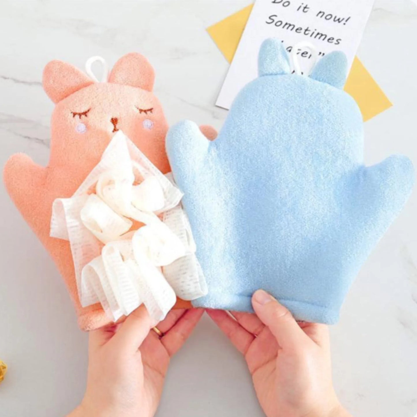 Baby Bath Gloves for Kids - Cartoon Animal Shape Shower Brush Washcloth