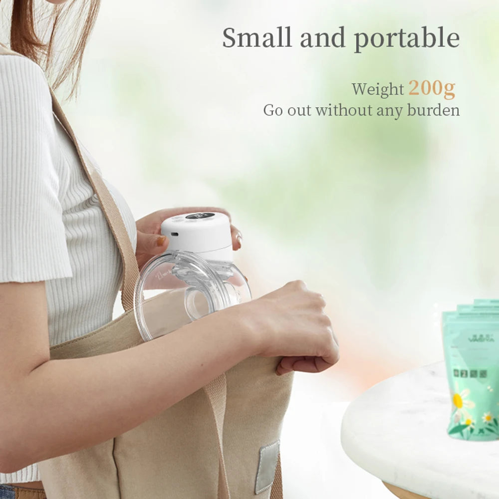 Hands-Free Electric Breast Pump - Portable Wearable Wireless Milk Extractor with UV Disinfection