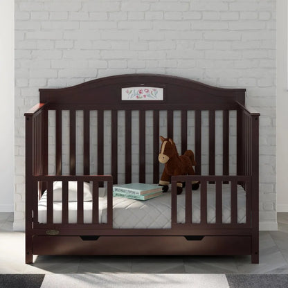 2023 New Graco Story 5-in-1 Convertible Baby Crib with Drawer, Pebble Gray