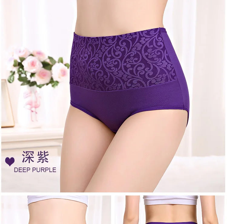 3Pcs Plus Size Cotton Panties for Women - High Waist Abdominal Briefs for Postpartum Recovery