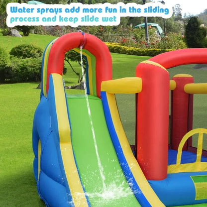 Inflatable Slide & Bounce House Combo with Waterslide & Ball Pit for Kids - Wet/Dry Outdoor Fun with Splash Pool