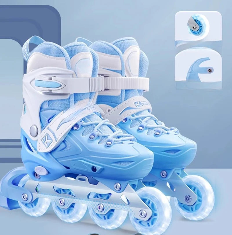 Inline Roller Skate Shoes with Safety Gear Set - Unisex Adult Skating Sneakers with Flashing Wheels