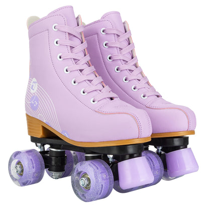 Pink & Purple Double Row Roller Skates for Women & Kids - Breathable Leather 4-Wheel Skating Sneakers