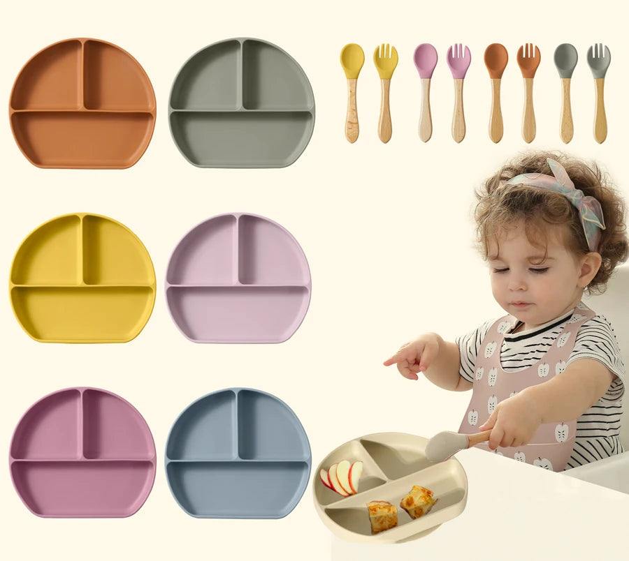 Silicone Baby Feeding Set - Cups, Bowls, Bibs, Suction Dishes & Utensils, 100% Food-Grade, Free Shipping