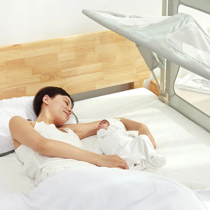 LEEOEEVEE Foldable Baby Cot - Comfortable Infant Sleeping Bed with Guardrail