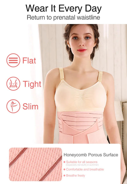 3-in-1 Postpartum Belly Band - Tummy, Pelvis, and Waist Trainer Recovery Belt for Pregnant Women