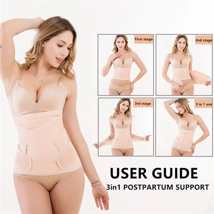 3-in-1 Postpartum Belly Band - Tummy, Pelvis, and Waist Trainer Recovery Belt for Pregnant Women