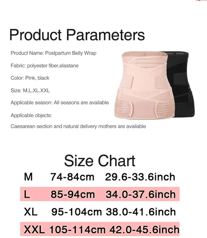 3-in-1 Postpartum Belly Band - Tummy, Pelvis, and Waist Trainer Recovery Belt for Pregnant Women