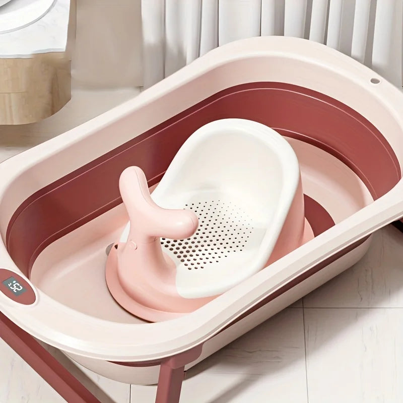 Silicone Baby Bath Tub with Real-Time Temperature Sensing