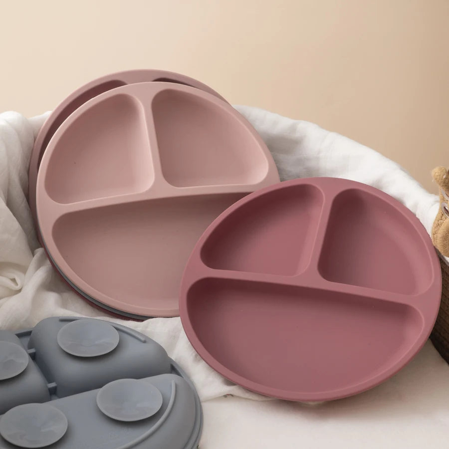 Silicone Suction Dish for Baby - BPA Free Soft Compartment Plate