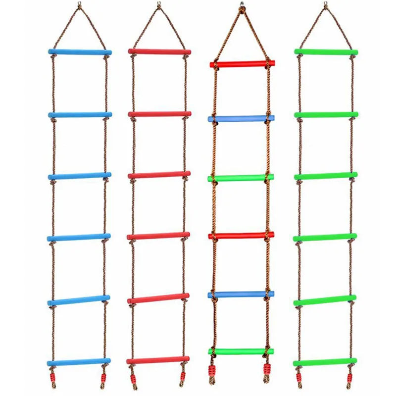 Climbing Rope Ladder for Kids - Outdoor Playground Swing, Tree House, Backyard Games, and Sensory Integration Training Equipment