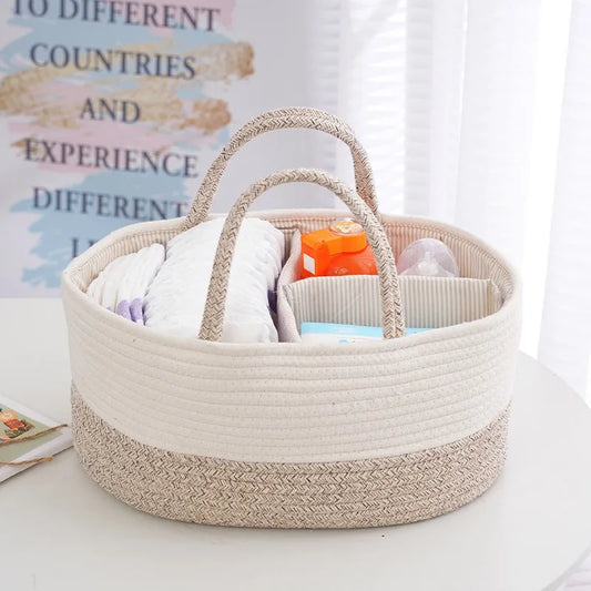 Multi functional travel portable mommy bag, cotton rope, hand-held frame diaper storage bag, baby diaper storage basket