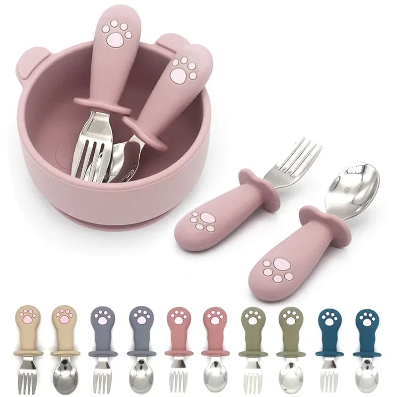 Baby Cartoon Tableware Set - Stainless Steel Toddler Dinnerware