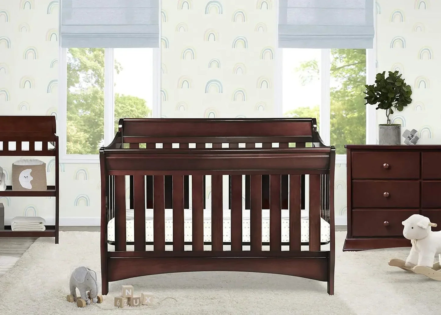 Delta Children Bentley S Series 4-in-1 Convertible Baby Crib - Black Cherry Espresso