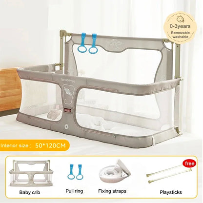 LEEOEEVEE Foldable Baby Cot - Comfortable Infant Sleeping Bed with Guardrail