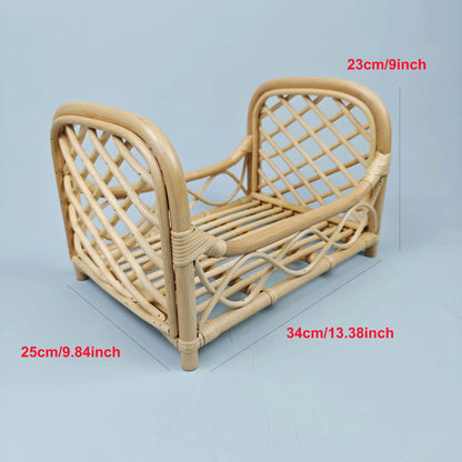 Newborn Photography Props Bed - Rattan Handmade Retro Baby Hollow Bed Crib Chair