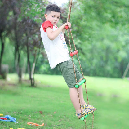 Climbing Rope Ladder for Kids - Outdoor Playground Swing, Tree House, Backyard Games, and Sensory Integration Training Equipment