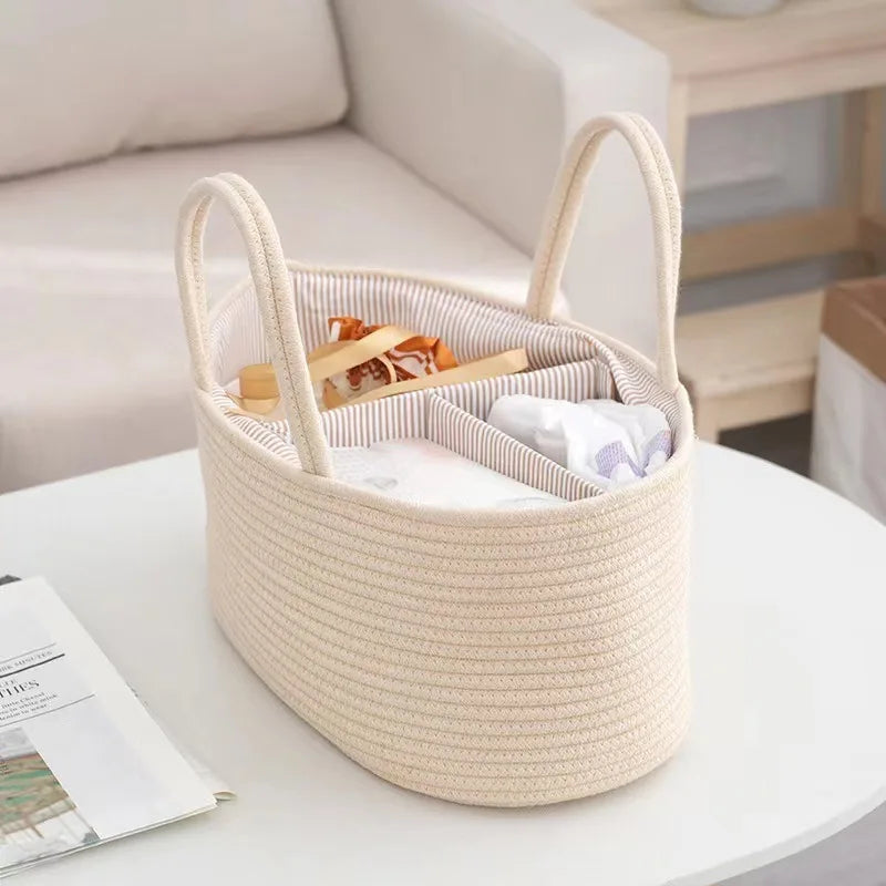 Multi functional travel portable mommy bag, cotton rope, hand-held frame diaper storage bag, baby diaper storage basket