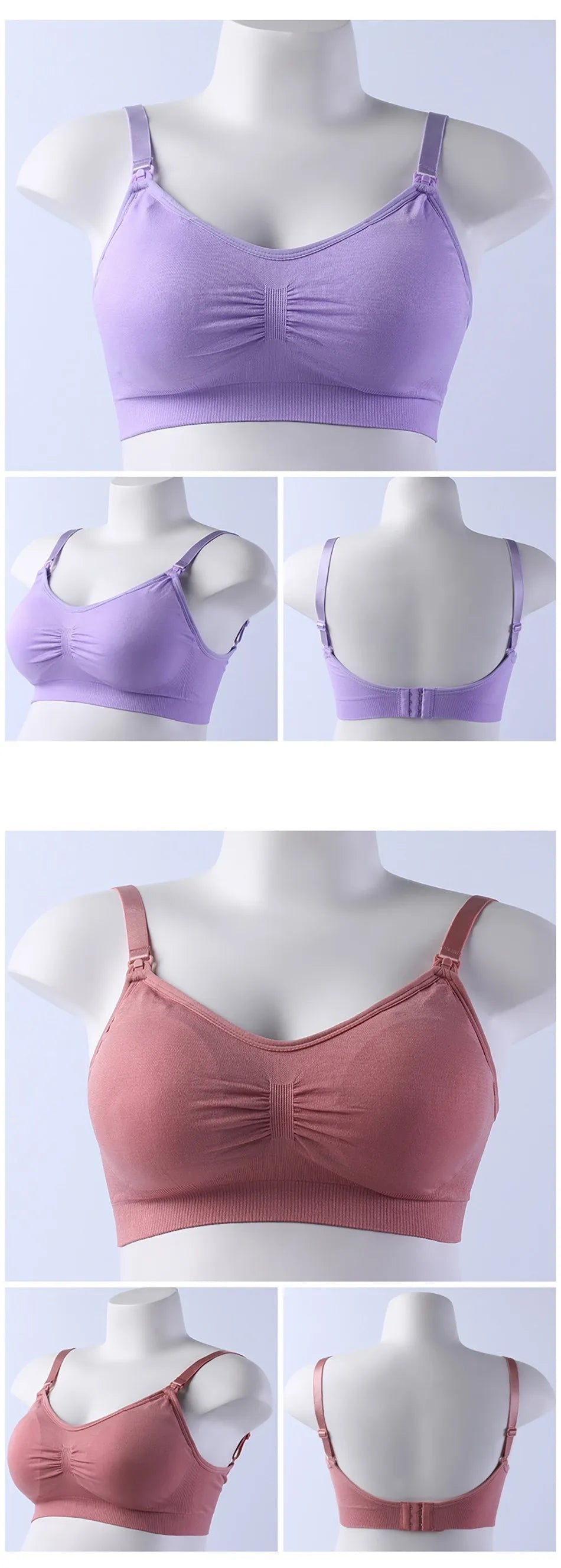 Maternity Nursing Bra - Detachable Seamless Breastfeeding Bralette for Pregnant Women, Plus Size Available