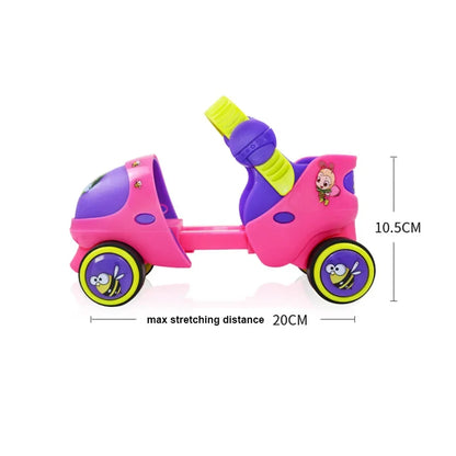 Adjustable Double Row Roller Skates for Kids - Safety Off Button & Durable Design with 4-Wheel Setup