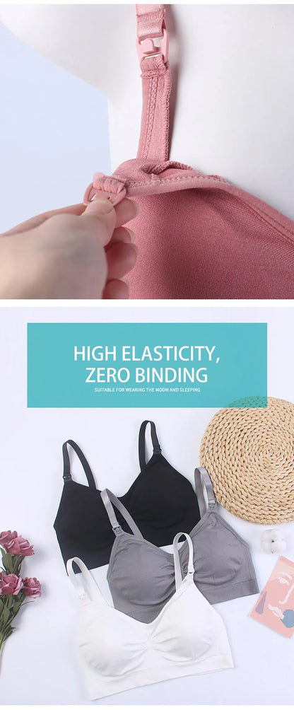 Maternity Nursing Bra - Detachable Seamless Breastfeeding Bralette for Pregnant Women, Plus Size Available