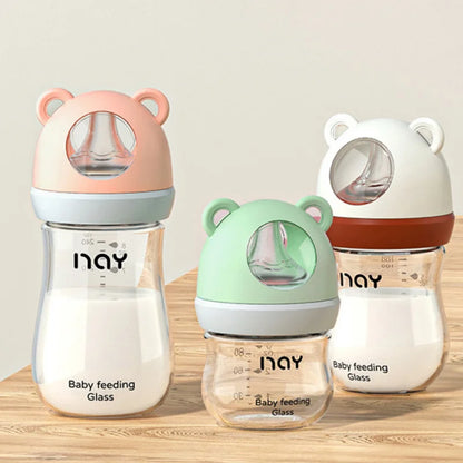 0-3 Month Newborn Glass Feeding Bottle - Wide Caliber Anti-Flatulence Nursing Bottle