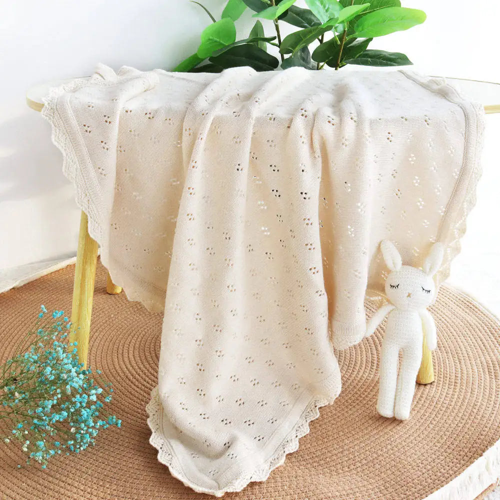 Knitted Baby Blanket - Newborn Baby Shower Gift Cotton Swaddle Wrap